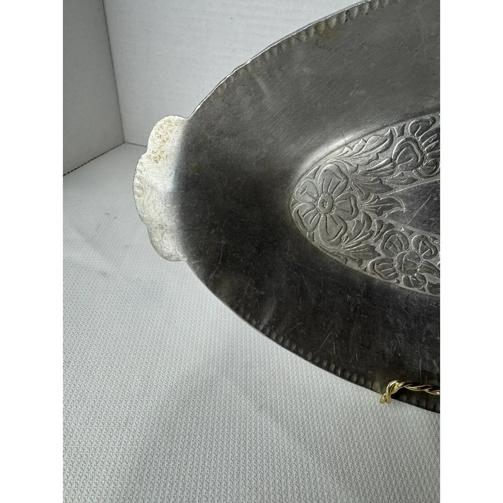 Hand‎ Forged Steel Serving Dish With Flowers